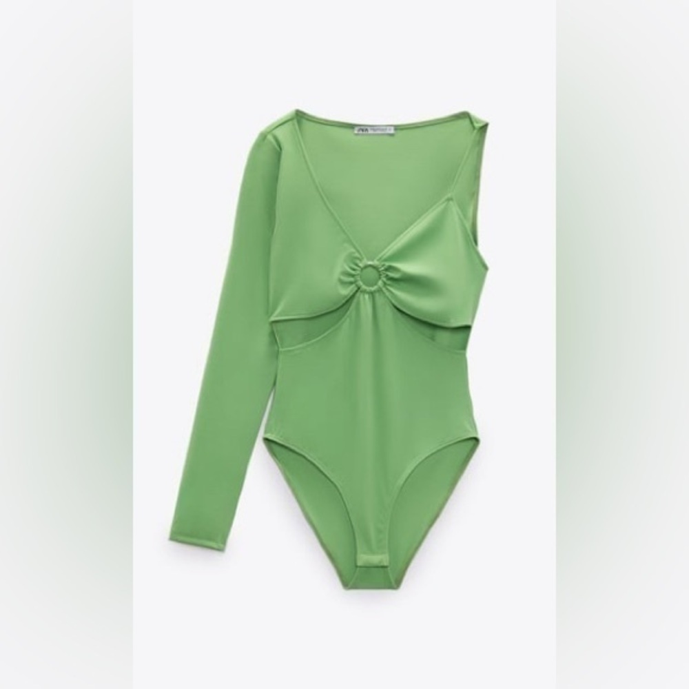 Zara Asymmetric Cut Out Bodysuit Size S